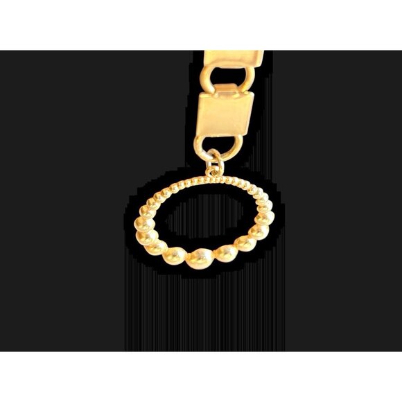 Vintage Chain Belt Gold Tone Rectangle Textured Links Size 38" Mid Century Mod - Picture 3 of 10